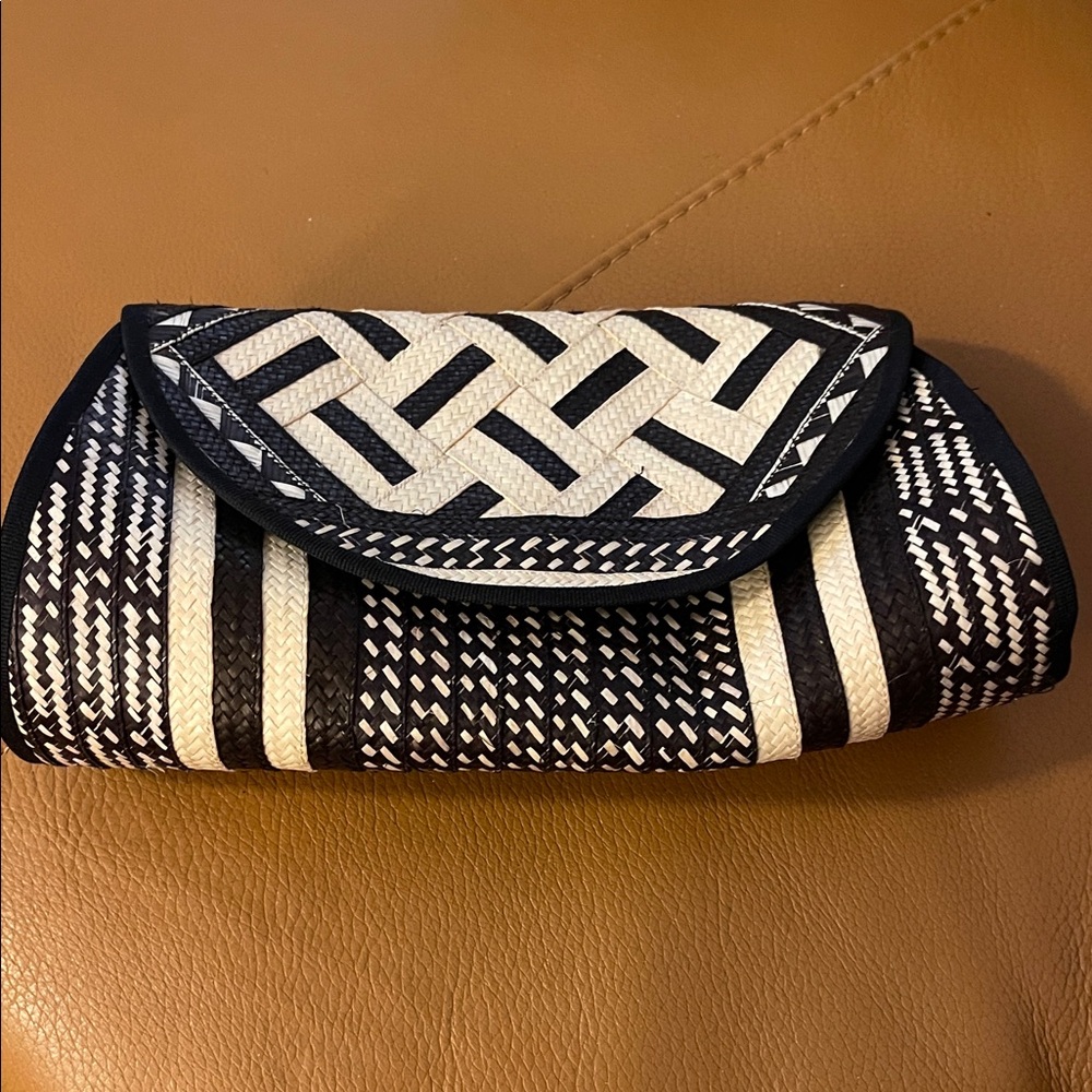 Black and White Woven Clutch